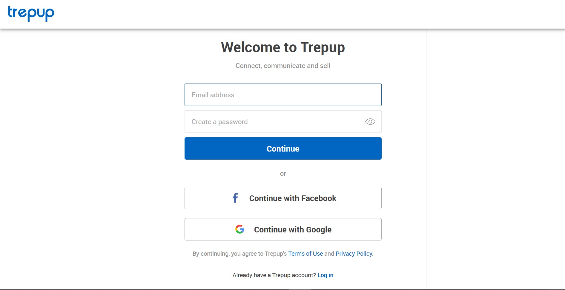 Trepup Business Account Signup and Log in